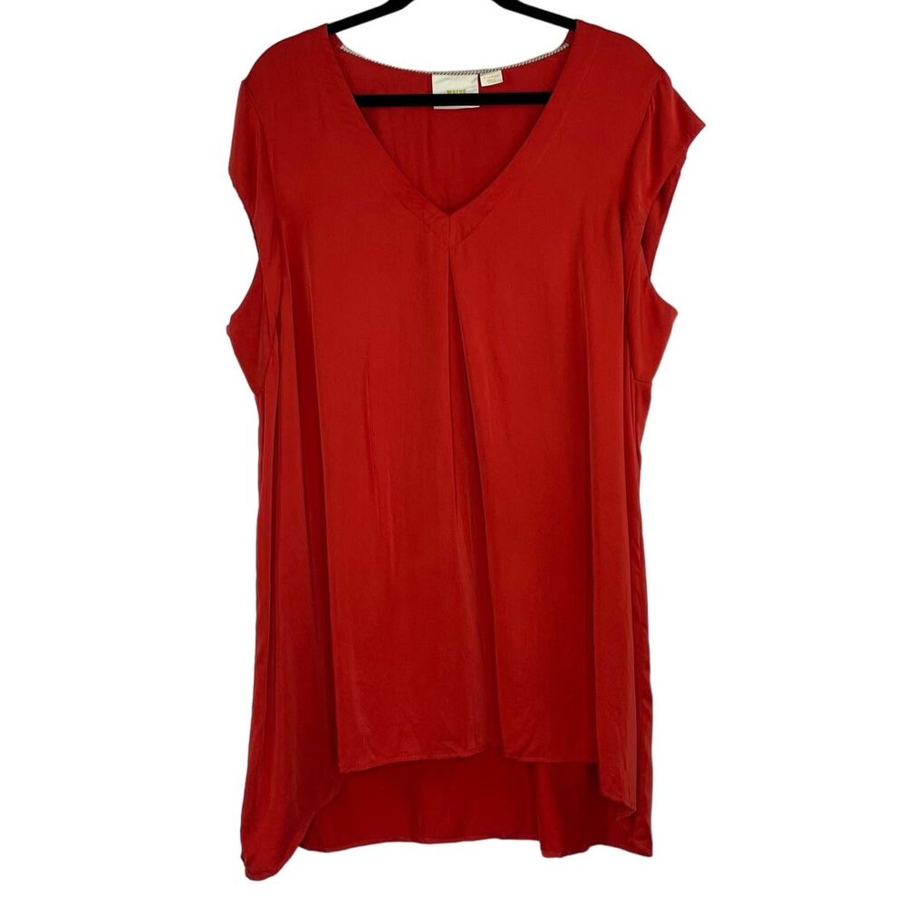 Maeve by Anthropologie orange red sleeveless high-low blouse size XL
